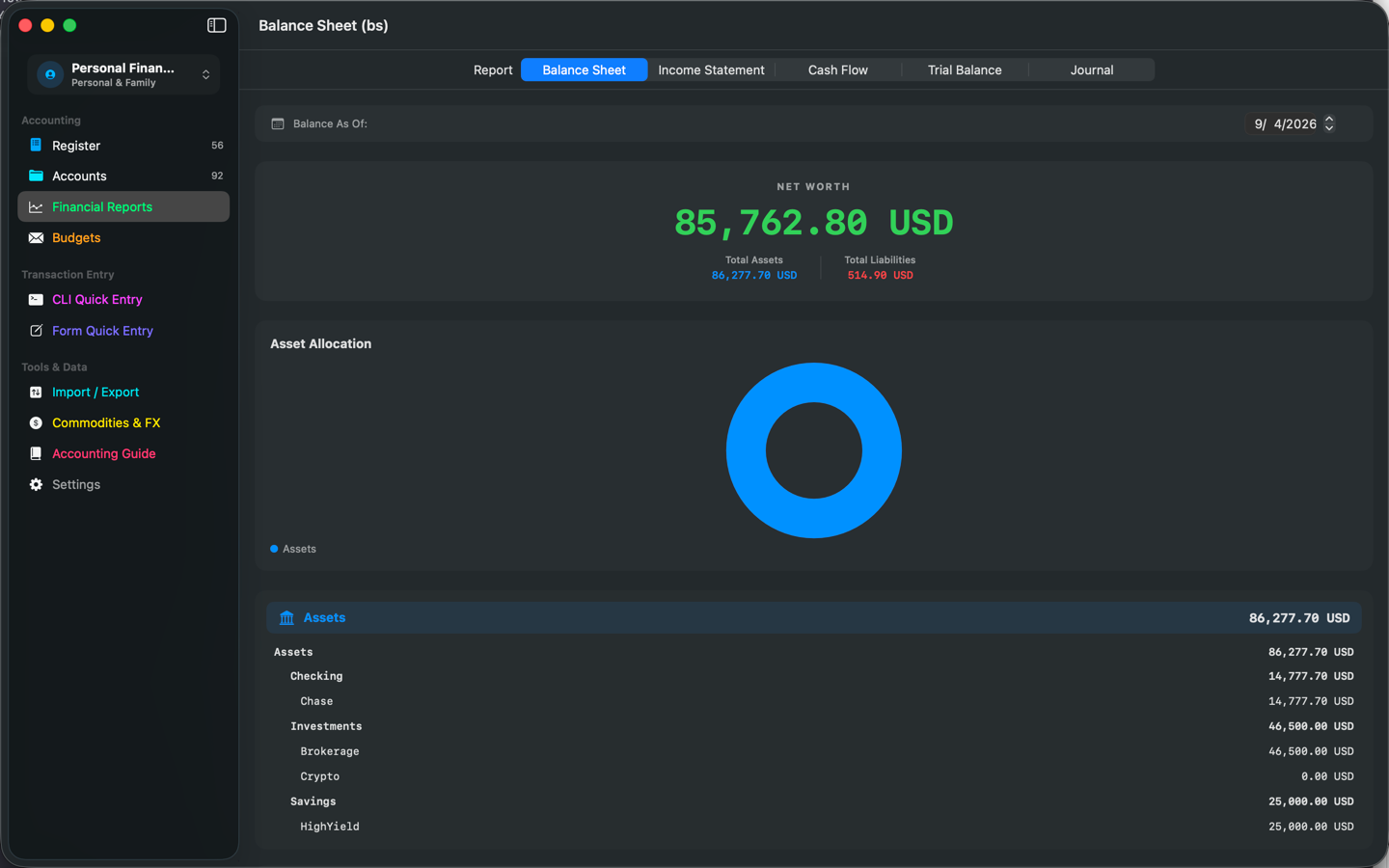 Financial reports on macOS